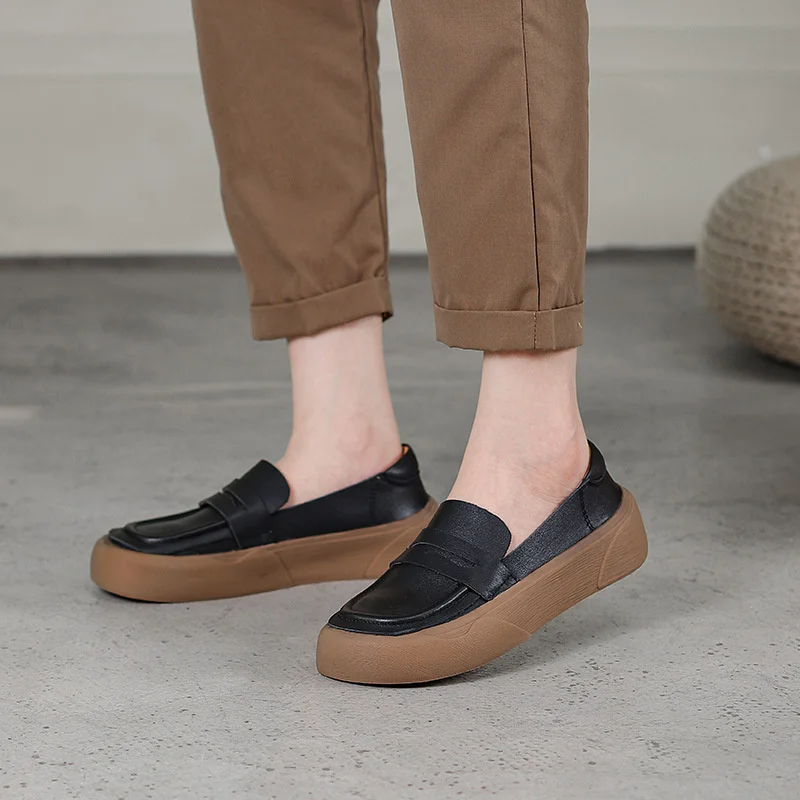 

Роскошный бренд из натуральной мягкой и мягкой кожи Lefu 2023 Новинка для отдыха толстая подошва искусственная кожа для ленивых людей