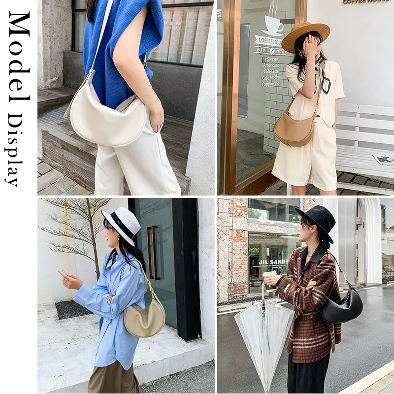New 2022 spring and summer new niche light luxury underarm bag crescent bag crossbody bag soft cowhide leather women's bag