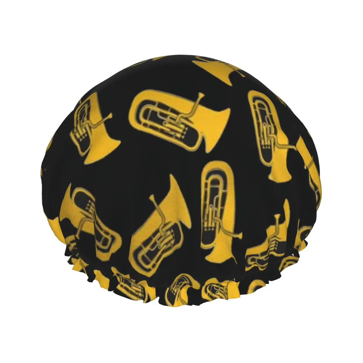 

Isolated Tuba Musical Instrument Waterproof Shower Cap with Elasticized Hem Shower Sleeping Bonnet Cap for All Hair Lengths