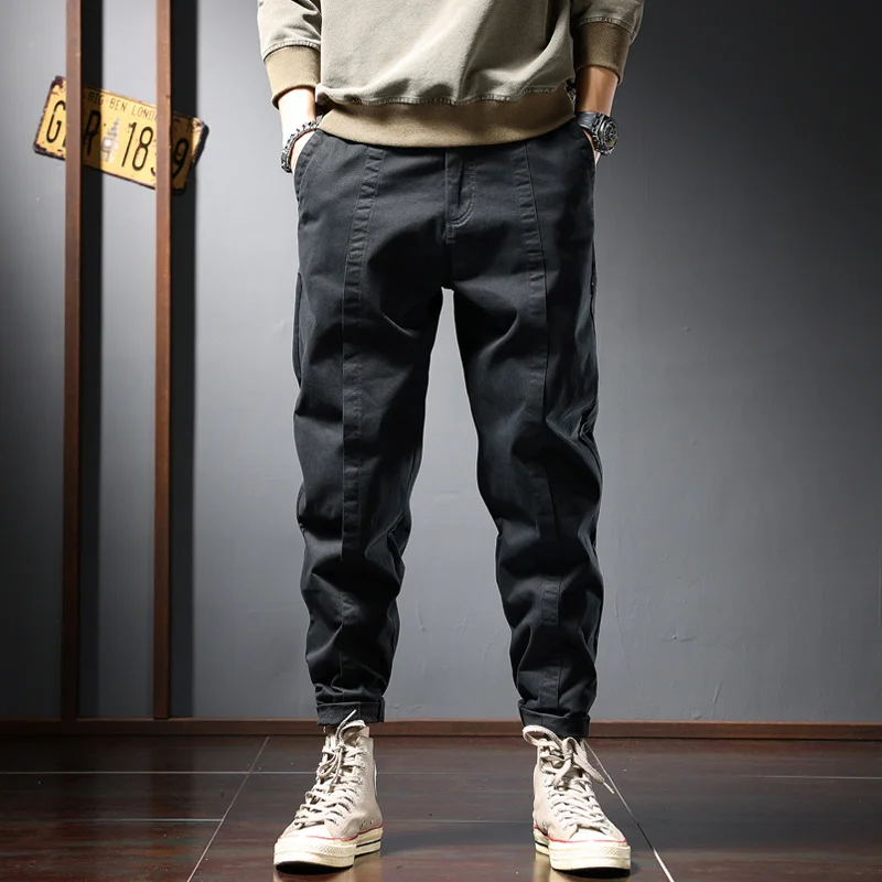 

Men Autumn Casual Pants Streetwear Baggy Pencil Pants Fashion Korean Style Cotton Loose Trousers