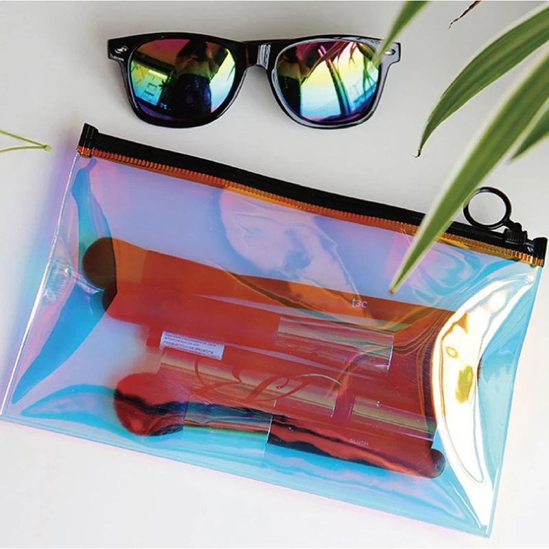

Fashion Laser Travel Cosmetic Bag Transparent Big Makeup Bag Toiletry Brush Bags Organizer Necessary Case Wash Make Up Box