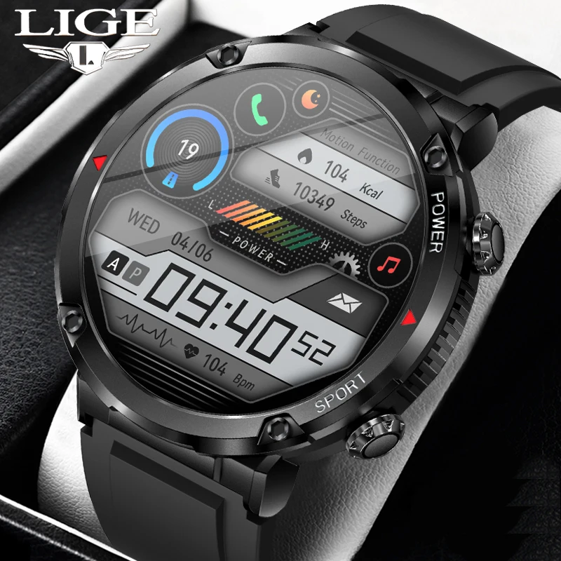 

LIGE Smart Watch Men Fashion 2022 1.6 Inch Full Touch Screen 600mAh large battery IP68 Waterproof Sports Smartwatch Reloj Hombre