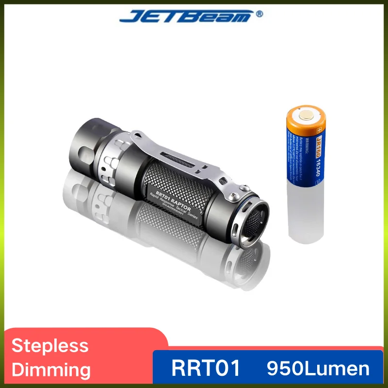 JETBeam RRT01 Tactical Flashlight 950LM 3-Modes with Micro-USB Rechargeable 18350 Battery Camping Torch Emergency Lamp Lantern