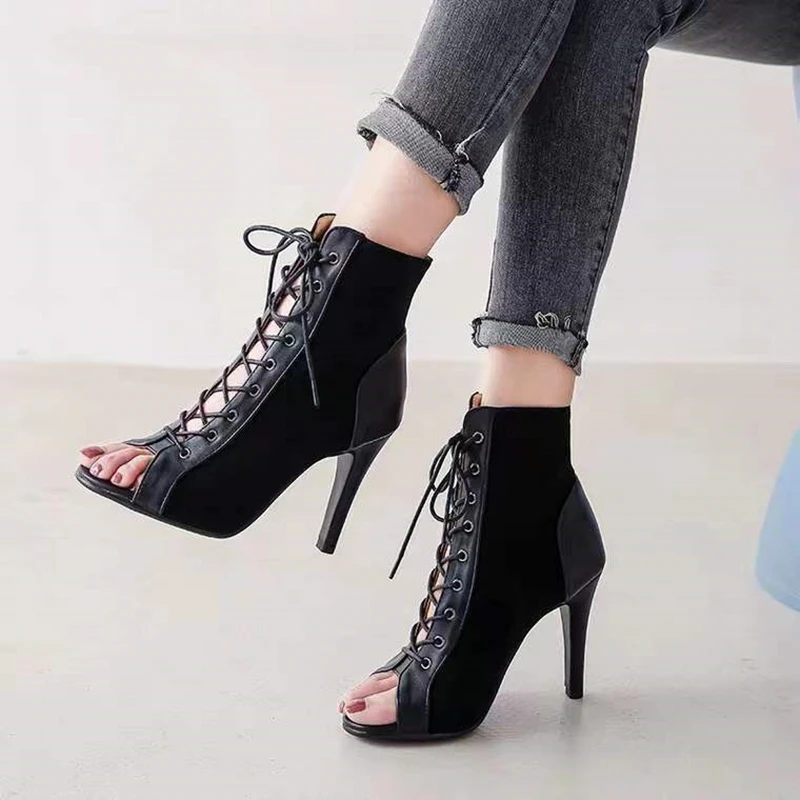 

The new 2023 high quality breathable mesh sexy high-heeled shoes peep-toe Angle in the summe