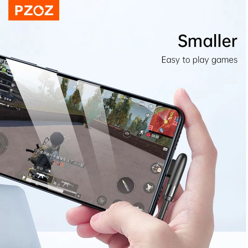 Фото PZOZ 3A Кабель 90 градусов для iPhone 14 13 12 11 Pro Max Xs Xr X 8 6 Plus 5 5S SE iPad Кабель для быстрой зарядки Зарядное устройство Провод Кабель №1