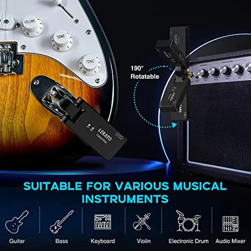 Фото Новый беспроводной гитарный комплект Plug-&Play Lekato Ws-100, 2,4 ГГц, перезаряжаемая система - автоматическое сопряжение Tx/rx №3