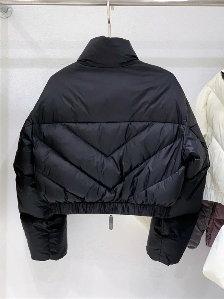 Повседневный модный пуховик на молнии женская теплая водолазка коричневого и