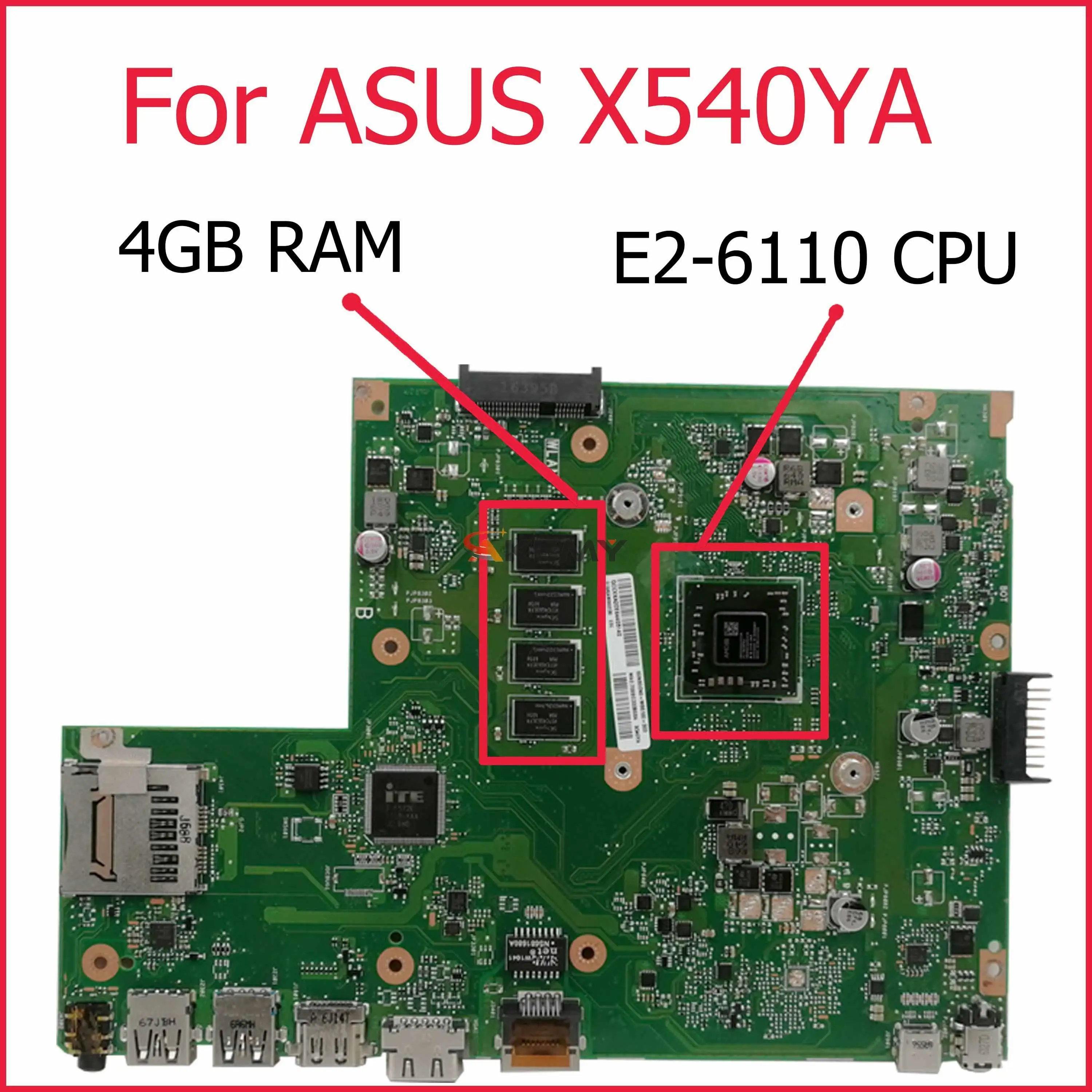

Материнская плата Akemy для ASUS GM X540YA Laotop X540Y X540YA D540Y R540Y материнская плата W/ E2-6110 CPU 4G RAM