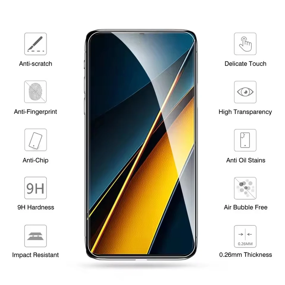 Фото 3 шт. закаленного стекла для Xiaomi Poco X8 Pro Max F8 Pro F8 Ultra M7 X7 Pro F7 X6 C51 M6 X5 Pro M5 X3 NFC C71 HD защитные пленки для экрана №2
