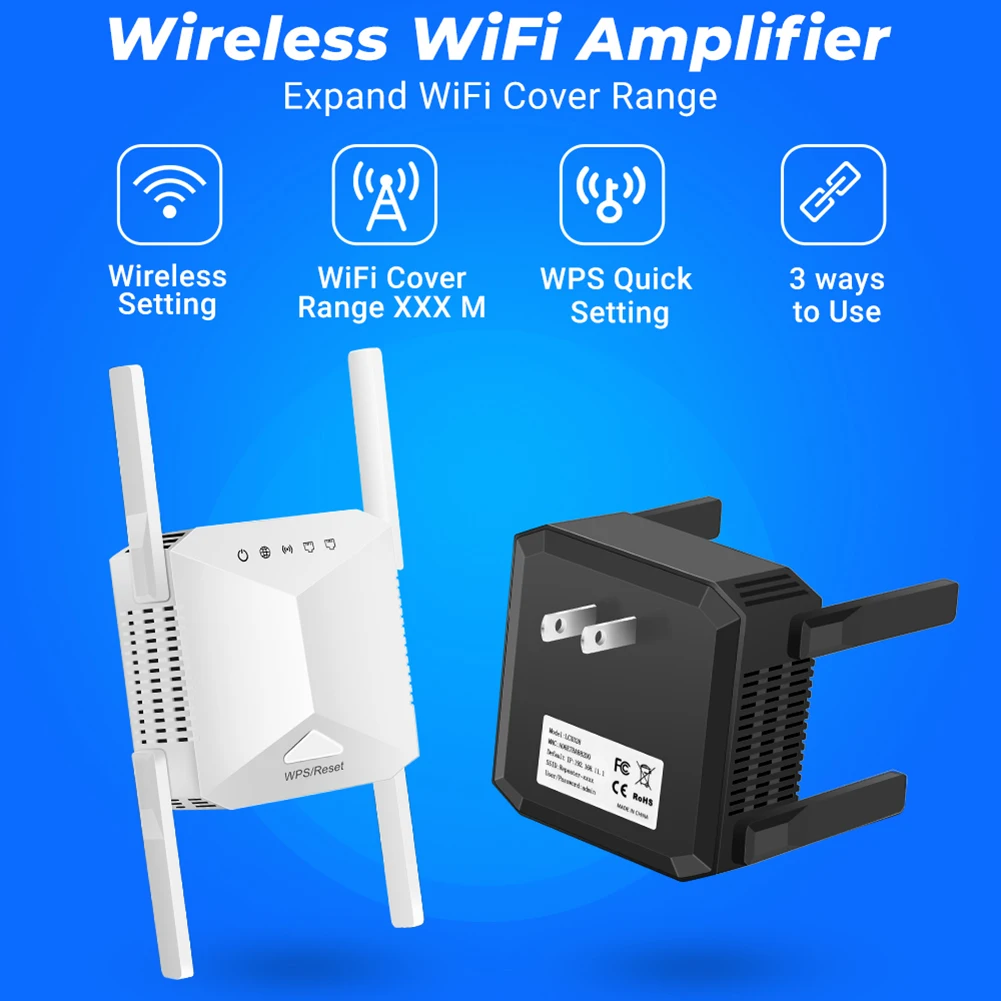 

Long Range Band Network Extender External Four Antennas WiFi Repeater Signal Enhancement Simple To Setup