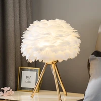 romantic gold goose feather table lamp modern bedside table light for living room wedding