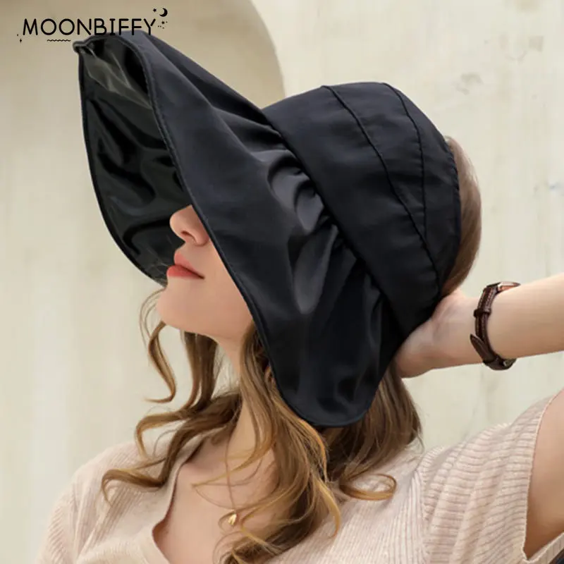 

Summer Double-layer Fisherman Hat Women's Empty Top Sun Hat Outdoor UV Protection Foldable Sunshade Hat Sunscreen Sun Hat
