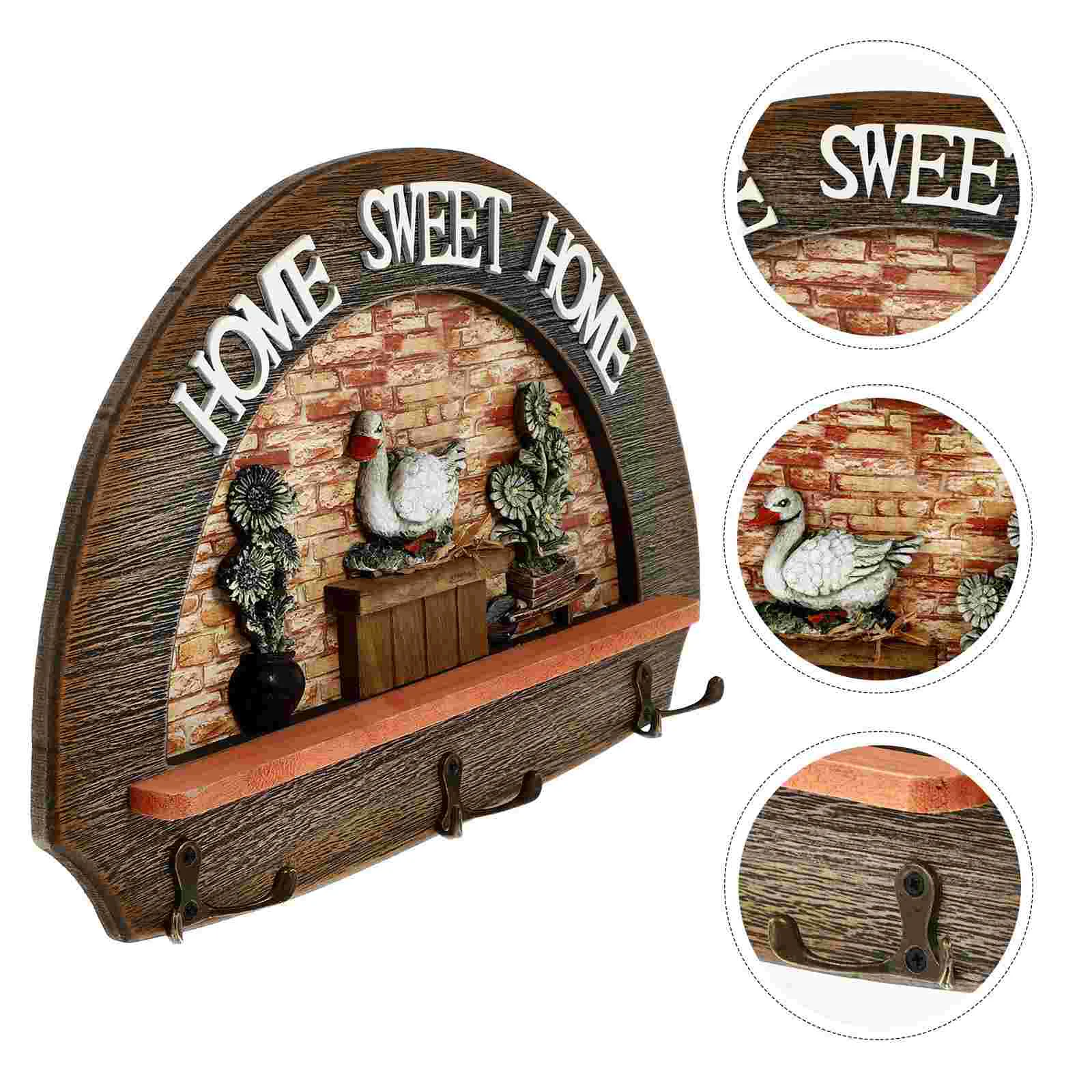 

Wooden Household Wall-mounted Rack Key Clothes Hanger European Towel Holder