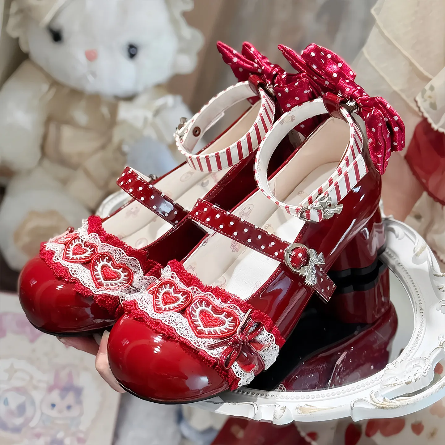 Оригинальные женские туфли Kawaii Lolita на платформе, туфли-мэри-джейн с круглым носком, повседневные милые туфли на высоком каблуке для женщин (art.: 3920d99bb5b33) - 3920d99bb5b33