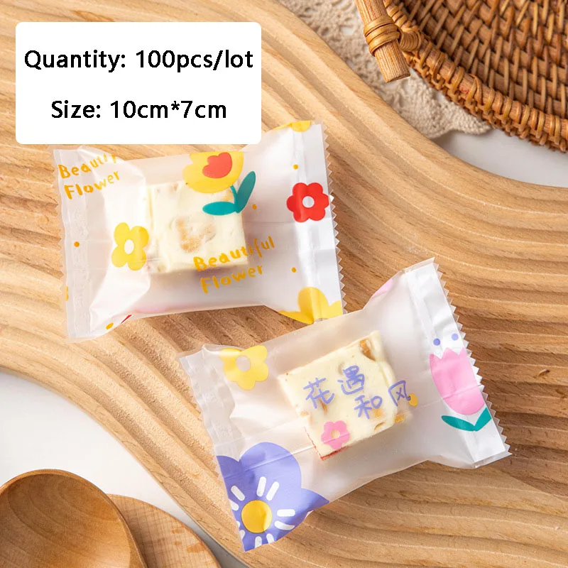 

AQ 2022 White Frosted Yellow Red Blue Morning Glory Flower Decor Homemade Baked Goods Packaging Bag Cute Bloom Dessert DIY Bags