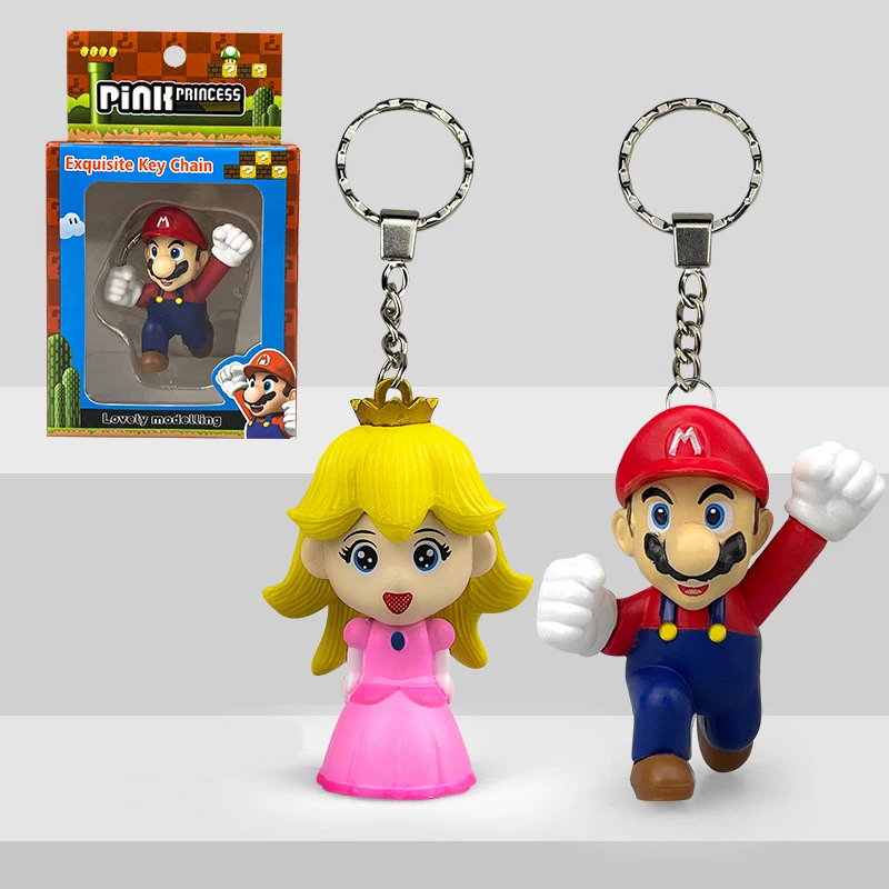 

Super Mario Anime Cartoon Princess Peach PVC Action Toy Figure Fashion Pendant Collection Ornaments Mario Key Chains Toys Gifts