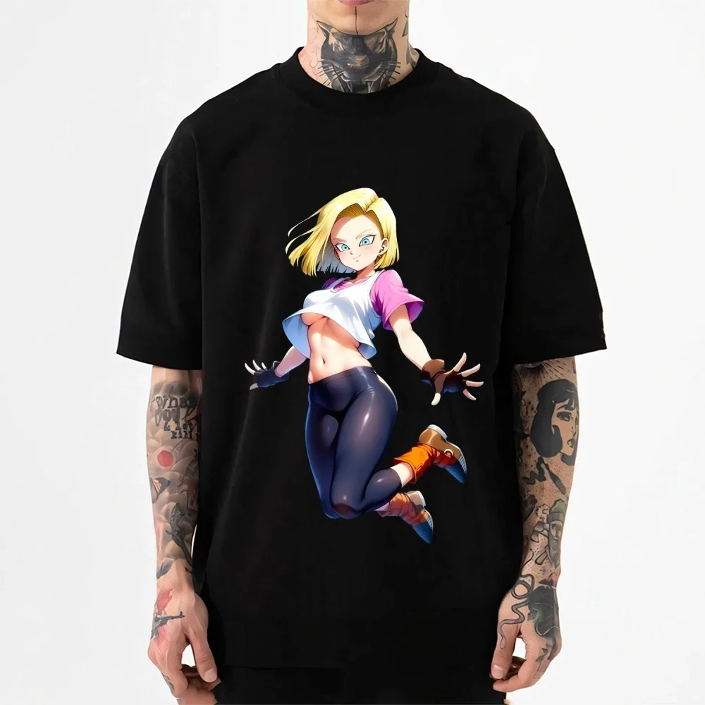 Фото Футболка Dragon Ball Android 18 в японском стиле, классическая, высококачественная, уличная одежда, мужская и женская одежда, новинка лета 2026 года №3