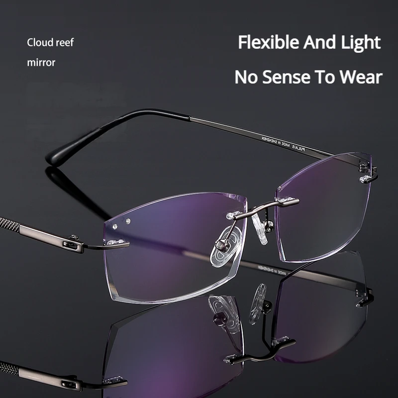 

PULAIS Rimless Reading Glasses 2023 New Men Women Anti Blue Light Magnification Eyewear Presbyopic Glasses +100+150+200+250+300