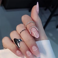 1pc gothic style metal line thin nail rings for women girls daily fingertip protective cover fashion jewelry