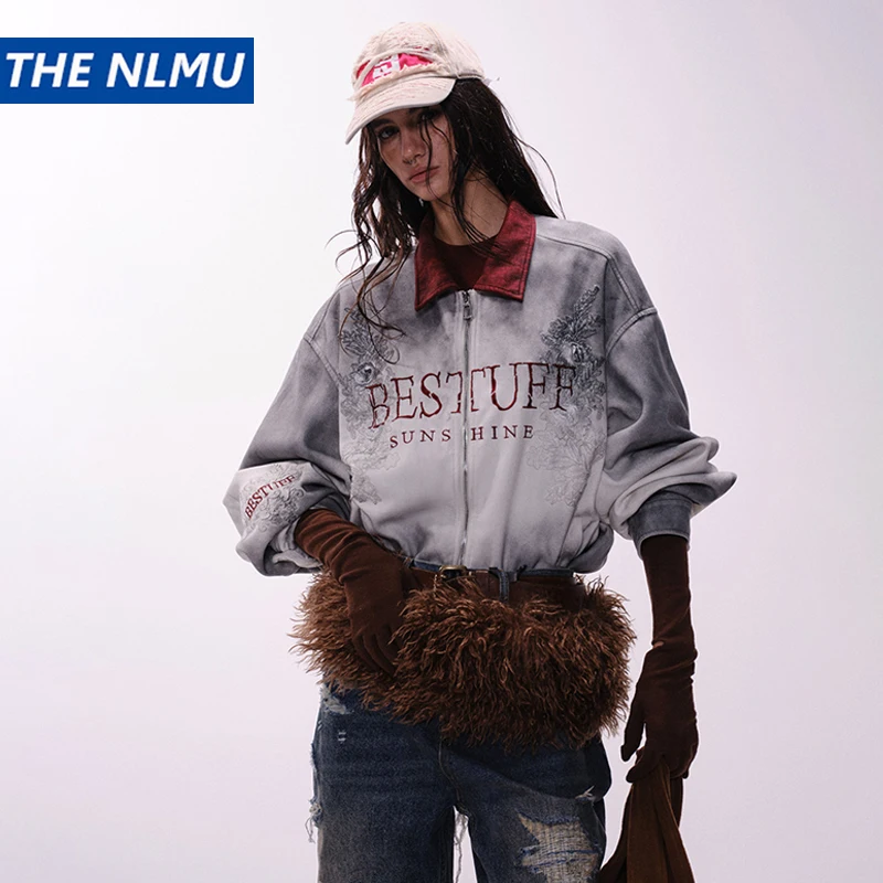 Винтажная замшевая кожаная куртка с градиентом для мужчин и женщин уличная