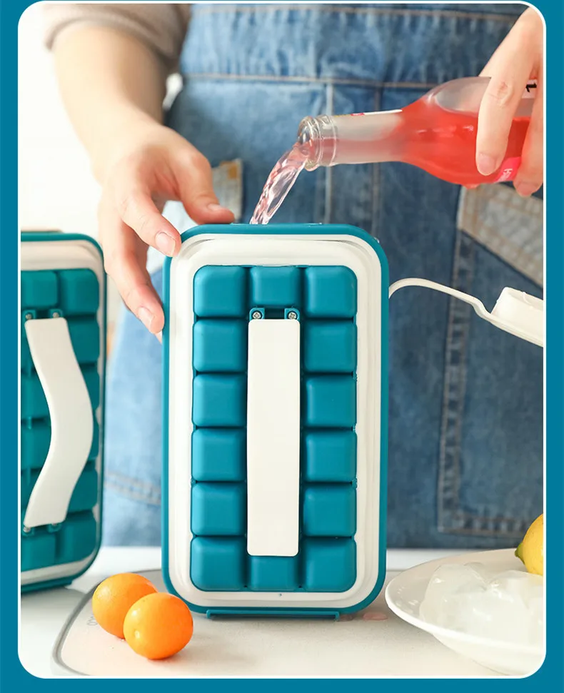 

Silicone Ice Grid Mold Creative Cover Deicing Box Household Square Ice Making Mold Ice Box Portable Kettle