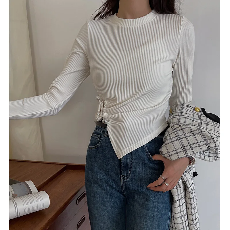 Осень 2023 новый гонконгский свитер женский топ универсальная трикотажная рубашка