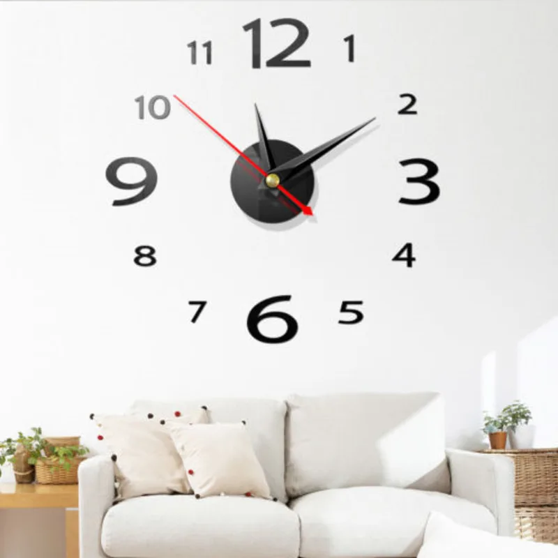 

3D DIY Clock Wall Stickers Glossy Home Modern Decoration Crystal Mirror Art Sticker Decals Home Decor