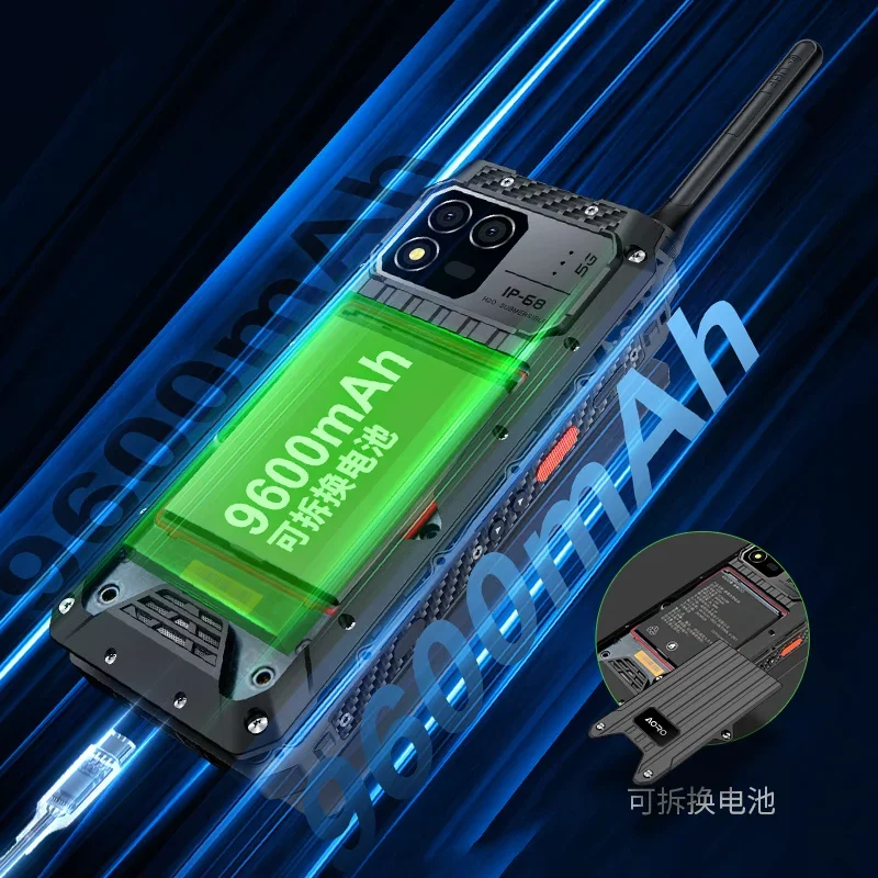Фото Водонепроницаемый Android-смартфон AORO M8 IP68 IP69K с поддержкой 5G LTE, портативная рация с функцией POC Zello, беспроводная связь. №3