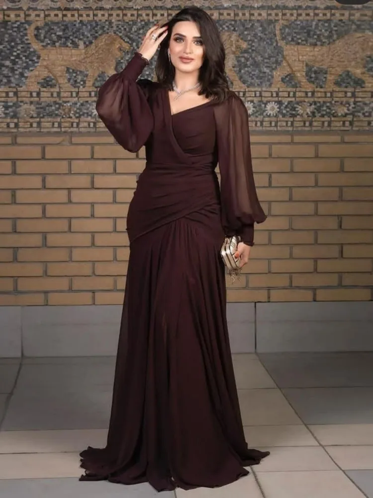 

Очаровательные бордовые плиссированные вечерние платья 2023 элегантные шифоновые вечерние наряды А-силуэта с V-образным вырезом платья до пола для вечеринки