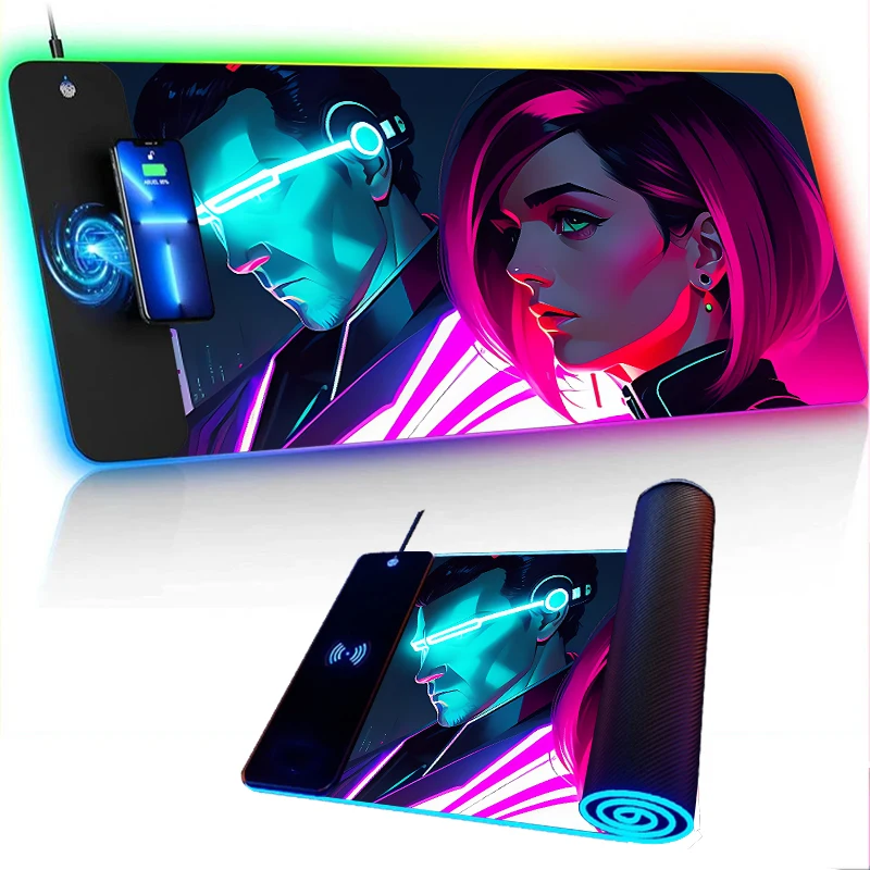 

Pad for Mouse RGB Table Mat Wireless Charging Setup Gaming Accessories Extended Moused Mousepad Gamer Mats Large Big Mousepepad