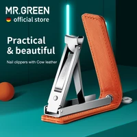 mr green nail clippers with cow leather portable ultra thin nail cutter colorful fingernail scissors manicure tools key chain