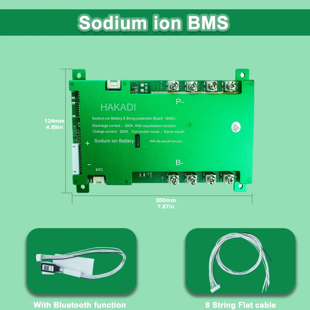 Фото HAKADI натрия-ионный BMS 4-16S 50A 100A 150A 200A Bluetooth BMS для DIY Na-ion аккумулятор для солнечной системы, лодки, автофургона №2