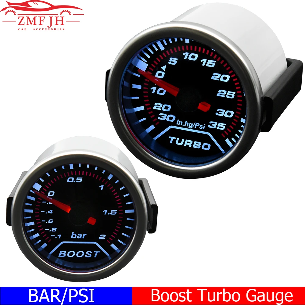 

Автомобильный датчик турбонаддува 30-35PSI, дымовой объектив 2 ''52 мм, турбонаддуватель, 3 бар, Белый светодиодный датчик усиления для бензинового автомобиля 12 В