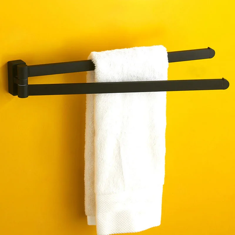 

Swivel Towel Bar Movable Double Towel Rails Chrome Polished Matt Rubber Black Bathroom Accessories