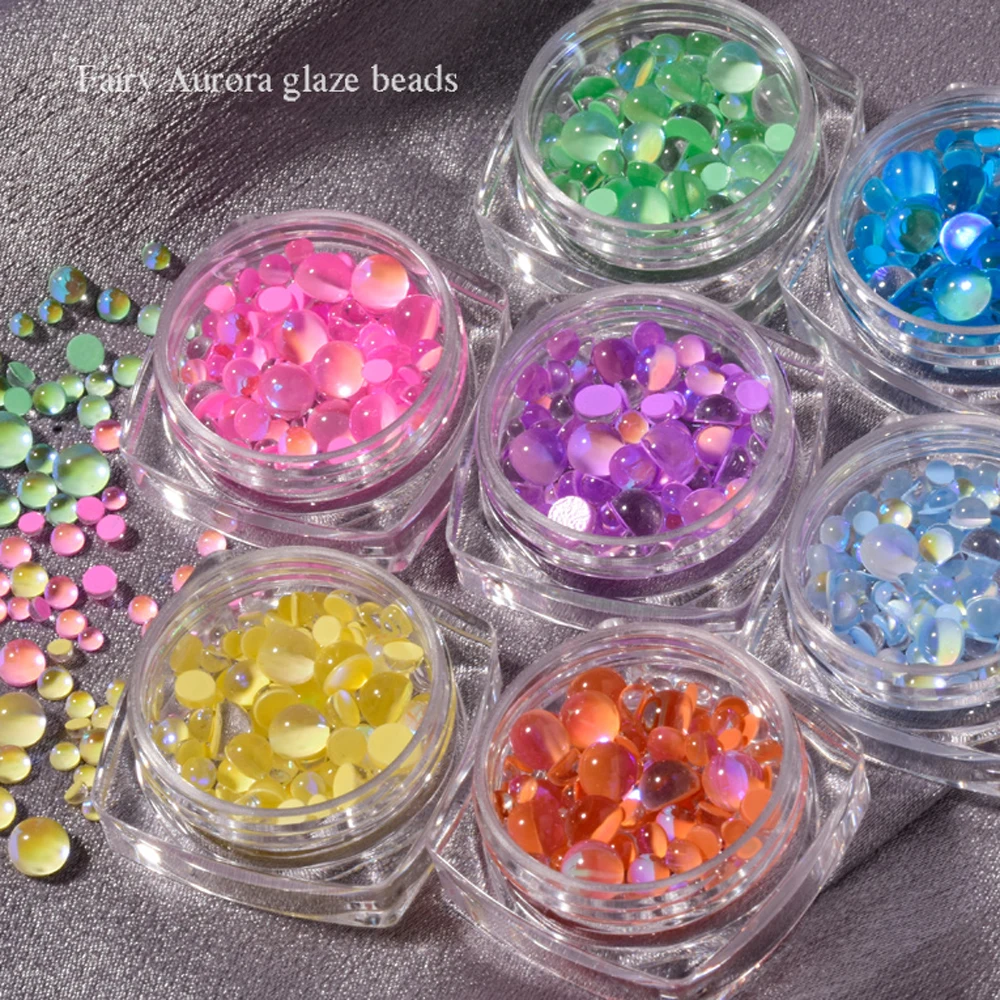 

3D Beads Nail Art Decorations Rhinestones Mermaid beads Strass Shiny light-sensitive crystal glass beads Manicure Decoration