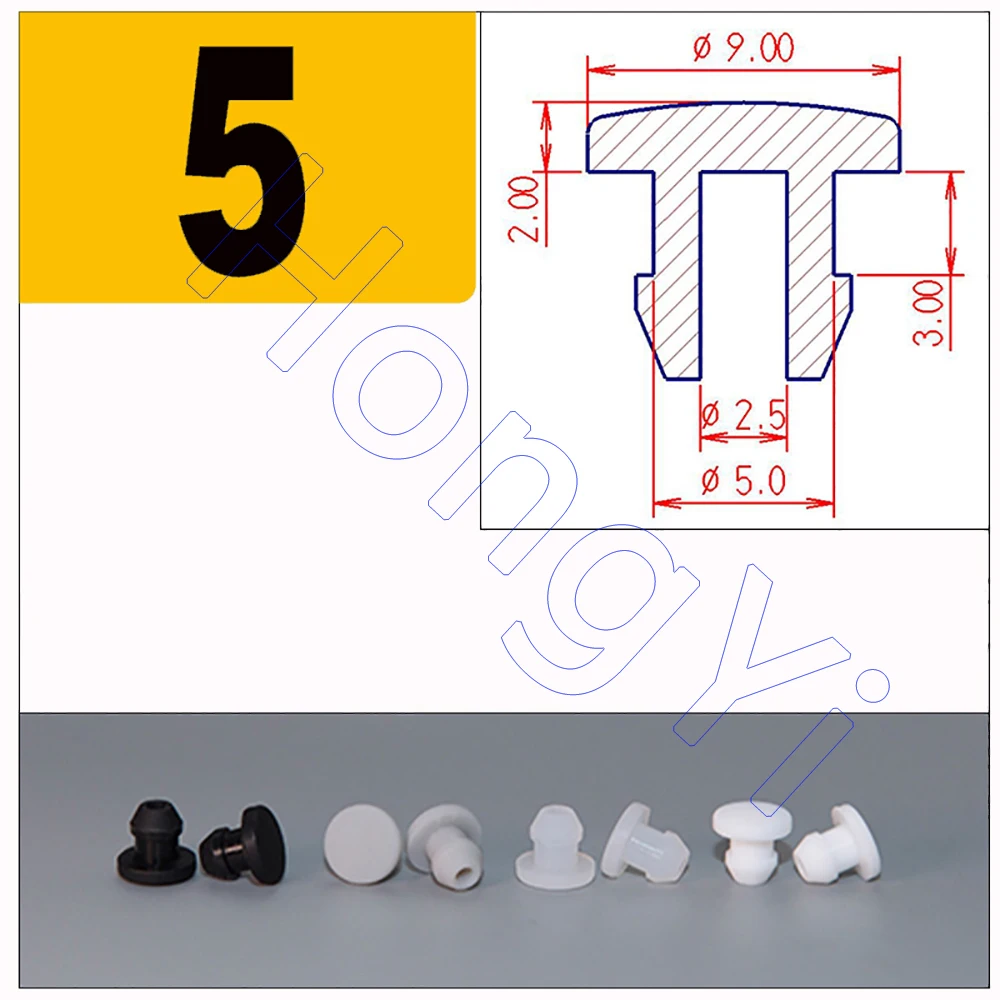 Полые черные силиконовые резиновые заглушки с отверстиями от 4,5 мм до 14 мм