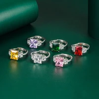 fashion square pink zircon rings couples engagement rings luxury wedding jewelry rings ladies wedding anniversary gift wholesale