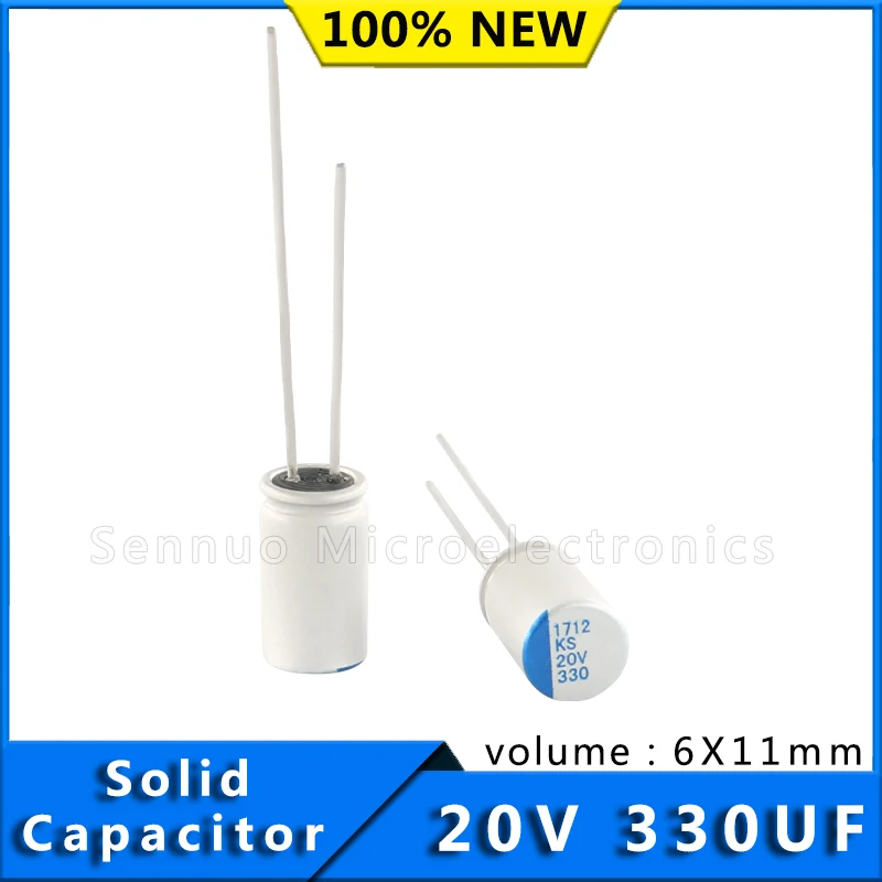 

10pcs 20V330UF 6X11 330UF 20V Solid Aluminum Electrolytic Capacitor for Computer Mainboard Video Card/Graphics Card