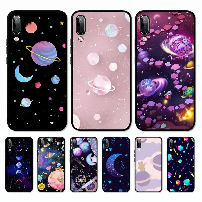 

Moon Stars Space Phone Case for Vivo Y91C Y11 17 19 17 67 81 Oppo A9 2020 Realme c3