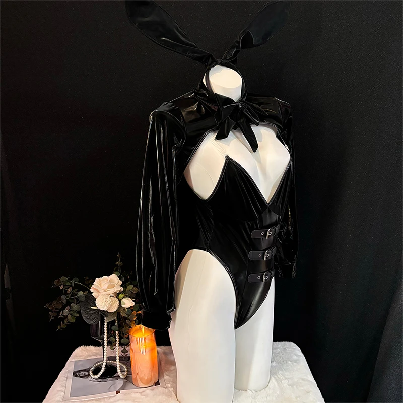 SENMHS оригинальный темный костюм горничной для косплея кожаный купальник