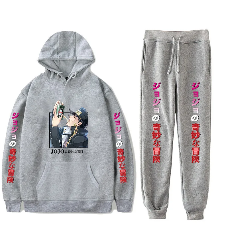 

Creative JoJo's Bizarre Adventure Print Sweatshirt Sweatpants Suit Men/Women Hoodies+ Trousers 2 Piece Set Casual Suit Clothes