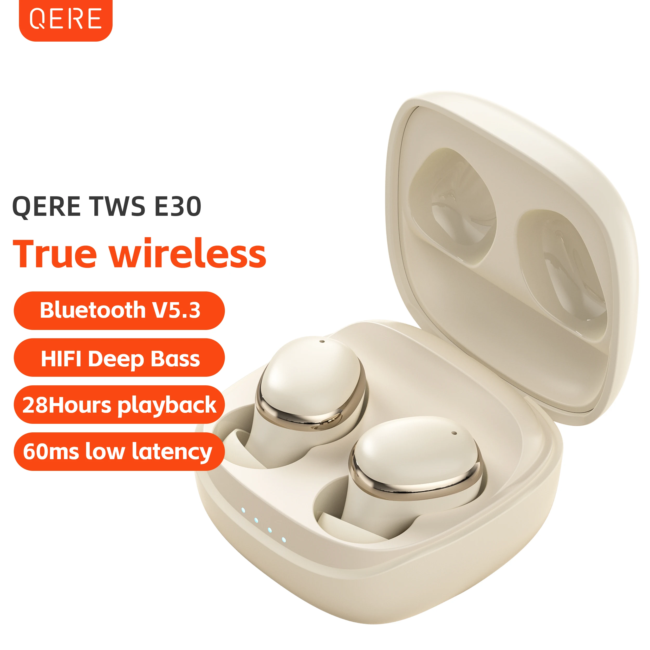 QERE E30 TWS Беспроводные Наушники Bluetooth 5.3 С HD-микрофоном Hi-Fi Звук 13 Мм Драйвер