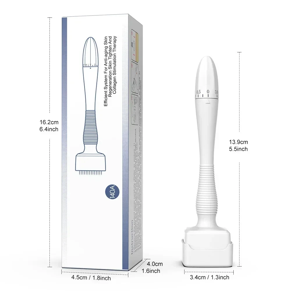 Фото 140A Derma Stamp Microneedling Роликовый массажер для лица Регулируемая титановая длина иглы Уход за кожей Уход за бородой Волосы на коже головы №3