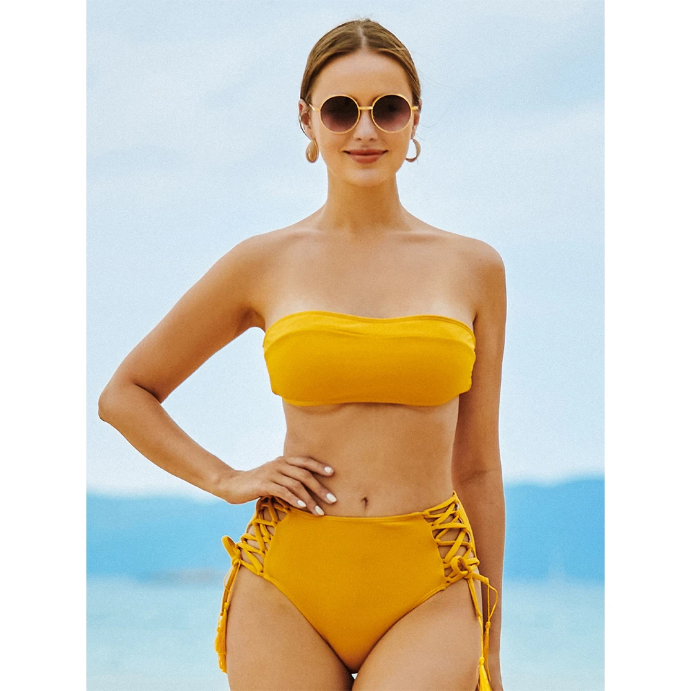 

Женский купальник Gossina, пикантный купальник-бандо с высокой талией, 2022