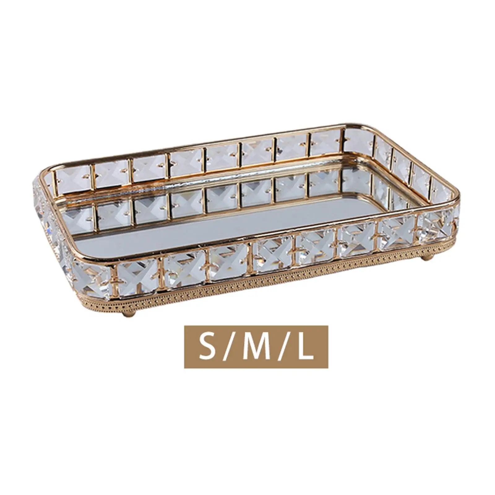 

Metal Vanity Tray Serving Plate Organizer Decorative Mirrored Cake Display Stand for Jewelry Fruit Perfume Candies Dessert