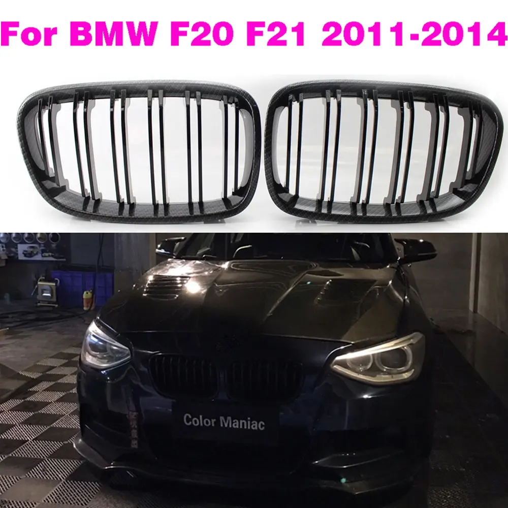 Глянцевый черный гриль Ricoy для хэтчбека Bmw 2011 - 2014 F20 F21 118i 120i 140i 2, Спортивная решетка для радиатора из углеродного волокна