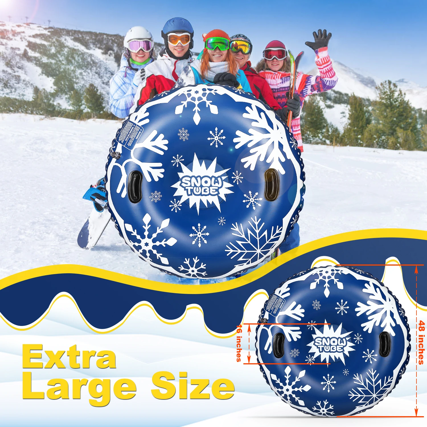 

Children Adult Snowboard Winter Inflated Snow Toy Skiing Floated Sled With Handle Winter Paly Equipment Inflatable Ski Circle