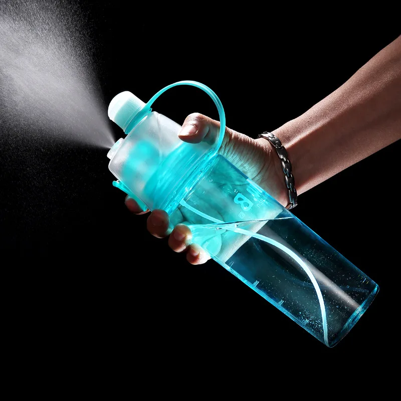 

400/600ml Outdoor Sport Spray Water Bottle Plastic Cup Portable with Handle Scale Student Gift Cup BPA Free Spray WaterBottle