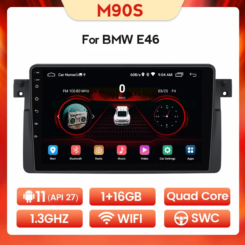 Mekede MS Android 11 8-ядерный 8 + 128 ГБ IPS автомобильный dvd-плеер с экраном видео для BMW E46 M3 318i