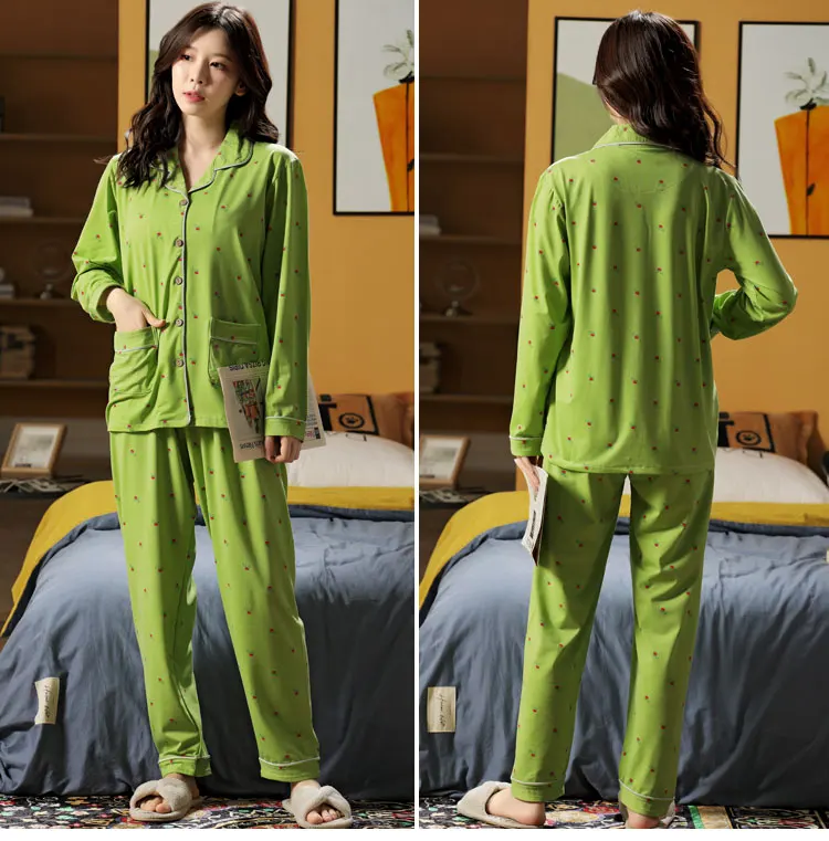 Women Comfortable Pyjamas OverSize 5XL 6XL 7XL Long Sleeve Casual Homewear Autumn Winter Pajama Sets Cotton Long Sleepwear Set